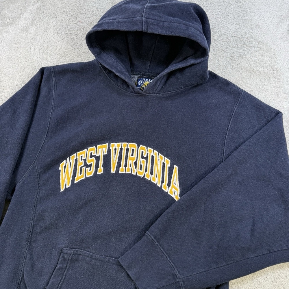 West Virginia Mountaineers Hoodie Mens Small Navy Fleece Pullover Steve & Barrys